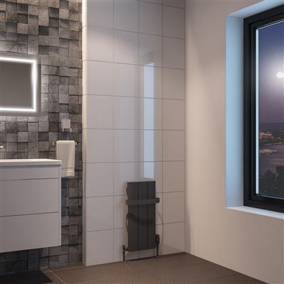 Peretti Matt Anthracite Vertical Aluminium Radiator 600 x 280mm