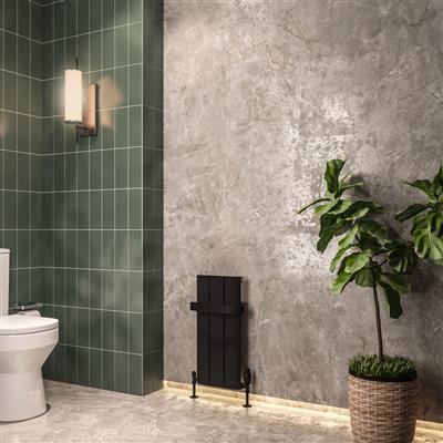 Peretti Matt Black Vertical Aluminium Radiator 1800 x 375mm