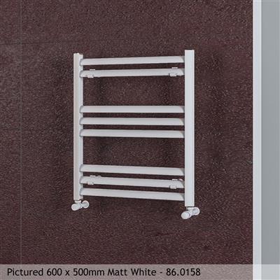 Velor Matt White Straight Towel Rail 600 x 500mm