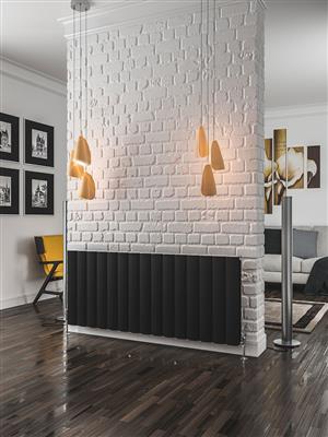 Guardia Matt Black Horizontal Aluminium Radiator 600 x 1420mm