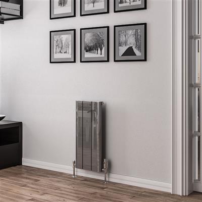 Peretti Polished Aluminium Vertical Radiator 600 x 280mm