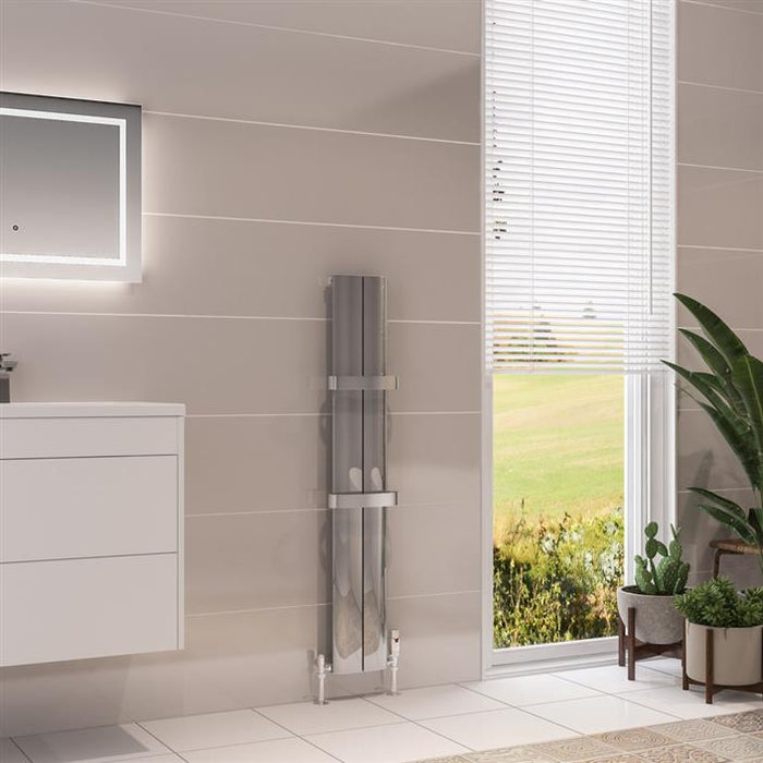 Berlini Polished Vertical Aluminium Radiator 1200 x 185mm