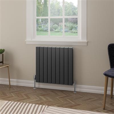 Hadleigh Matt Anthracite Horizontal Aluminium Radiator 600 x 485mm
