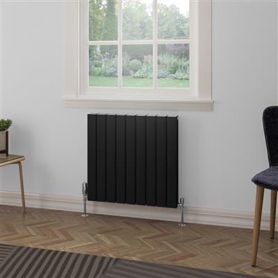 Hadleigh Matt Black Horizontal Aluminium Radiator 600 x 485mm