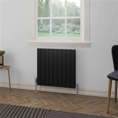 Hadleigh Matt Black Horizontal Aluminium Radiator 600 x 625mm