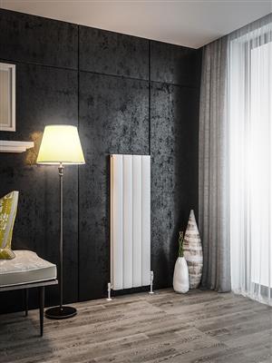 Guardia Matt White Vertical Aluminium Radiator 1200 x 280mm