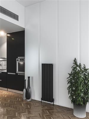 Guardia Matt Black Vertical Aluminium Radiator 1200 x 280mm