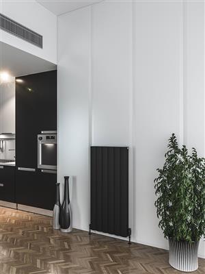 Guardia Matt Black Vertical Aluminium Radiator 1200 x 470mm