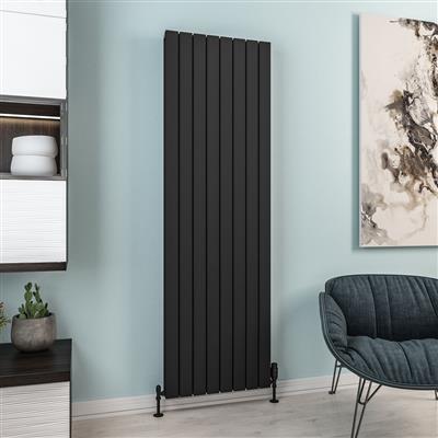 Hadleigh Matt Black Vertical Aluminium Radiator 1800 x 485mm