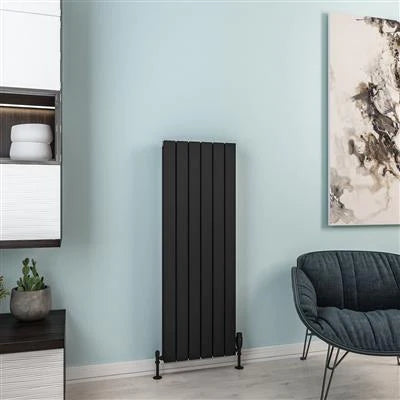 Hadleigh Matt Black Vertical Aluminium Radiator 1200 x 415mm