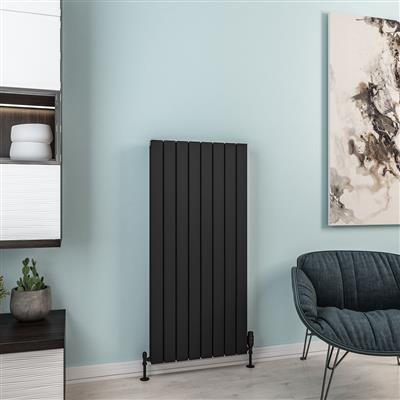 Hadleigh Matt Black Vertical Aluminium Radiator 1200 x 485mm
