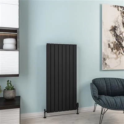 Hadleigh Matt Black Vertical Aluminium Radiator 1200 x 555mm
