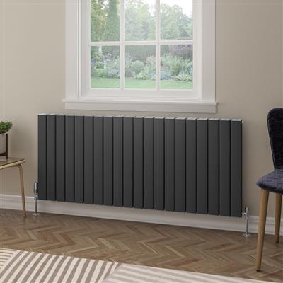 Hadleigh Matt Anthracite Horizontal Aluminium Radiator 600 x 1255mm