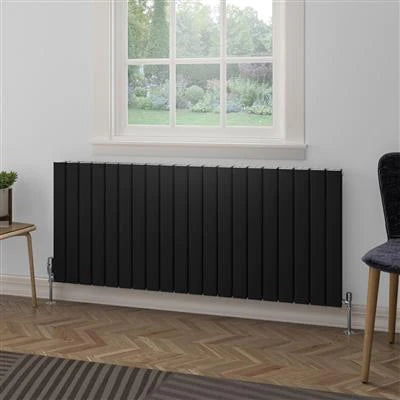 Hadleigh Matt Black Horizontal Aluminium Radiator 600 x 1395mm