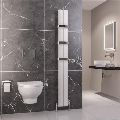 Preston Matt White Vertical Aluminium Radiator 1800 x 185mm