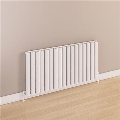 Kelmscott Matt White Horizontal Aluminium Radiator 600 x 1185mm