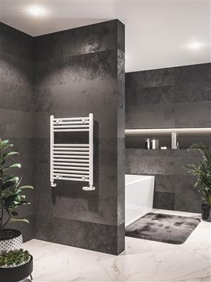 Westward Gloss White Straight Multi-Towel Rail 800 x 600mm