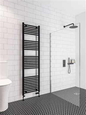 Wingrave Matt Black Straight Towel Radiator 1800 x 500mm