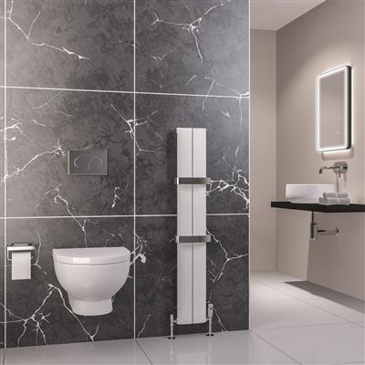 Preston Matt White Vertical Aluminium Radiator 1200 x 185mm