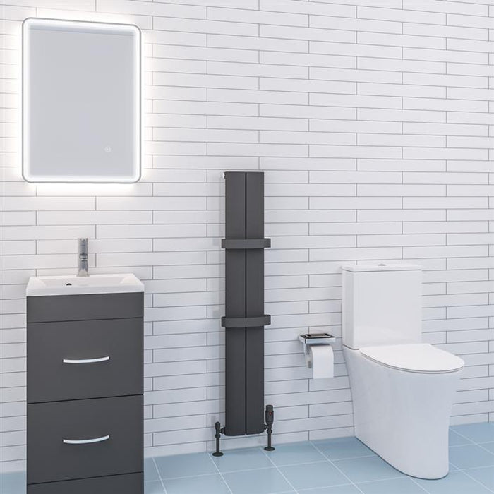 Preston Matt Anthracite Vertical Aluminium Radiator 1200 x 185mm