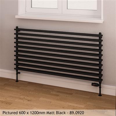 Murano Matt Black Horizontal Towel Radiator 600 x 1000mm