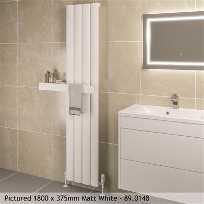 Malmesbury Matt White Vertical Aluminium Radiator 1200 x 185mm