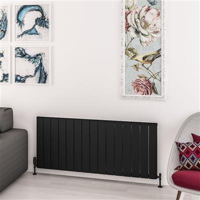 Withington Matt Black Horizontal Aluminium Radiator 600 x 1420mm