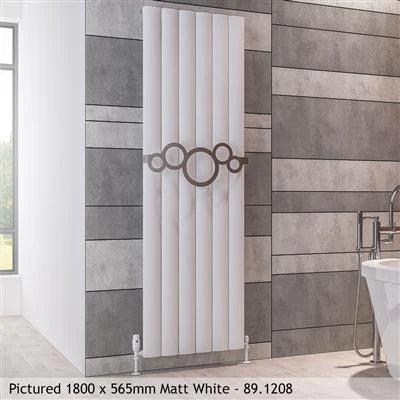 Tordino Matt White Vertical Aluminium Radiator 1800 x 565mm