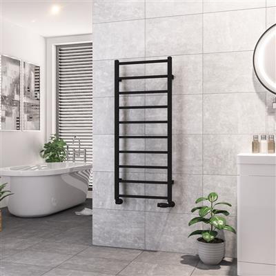 Tuscan Matt Black Square Towel Radiator 1200 x 500mm