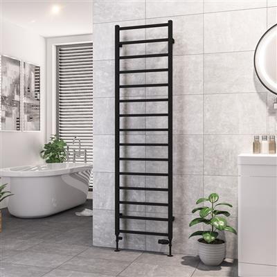 Tuscan Matt Black Square Towel Radiator 1800 x 500mm