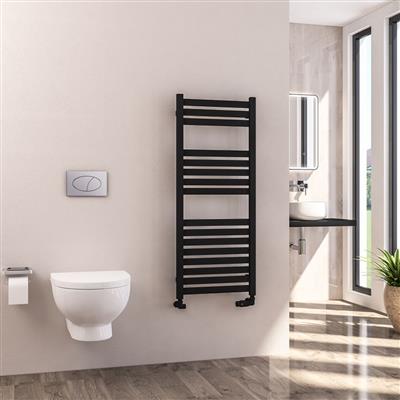 Defford Matt Black Towel Radiator 1200 x 500mm