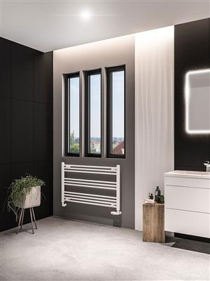 Wingrave Matt White Straight Towel Radiator 600 x 1200mm