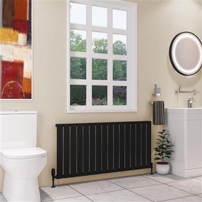 Deddington Matt Black Horizontal Radiator 600 x 1270mm