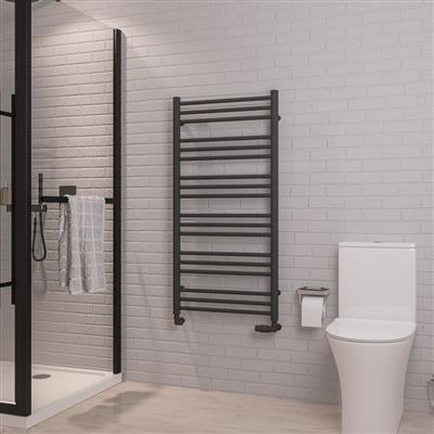 Corinium Matt Anthracite Round Multi Towel Radiator 1200 x 600mm