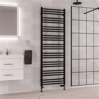 Corinium Matt Black Round Multi Towel Radiator 1800 x 500mm