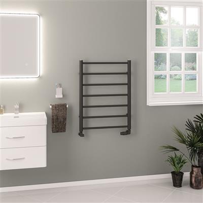 Tuscan Matt Anthracite Round Multi Towel Radiator 800 x 600mm