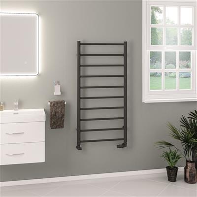 Tuscan Matt Anthracite Round Multi Towel Radiator 1200 x 500mm