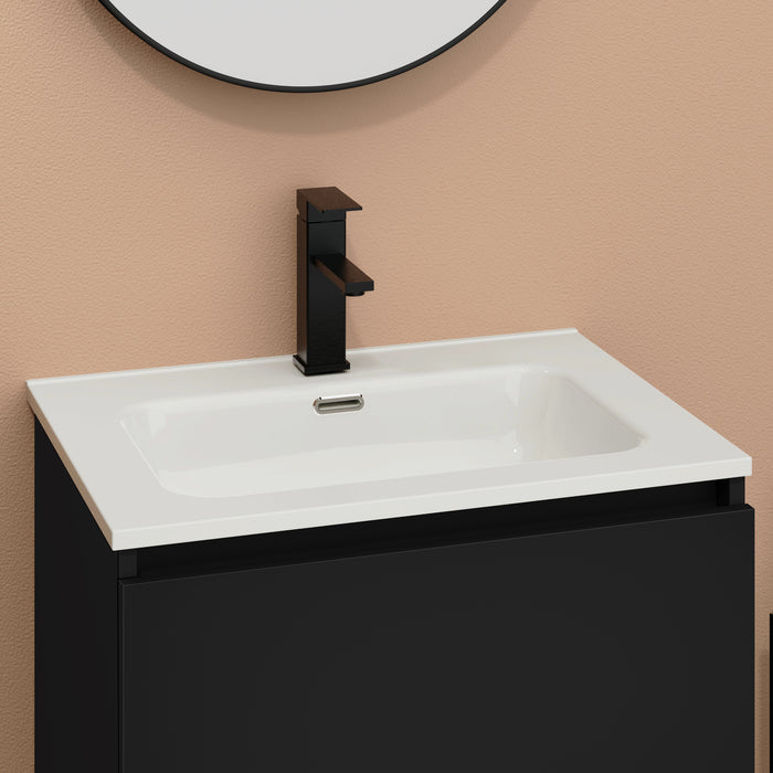 Optimus Noir 600 Wall Hung Vanity Unit + Basin - Matt Black