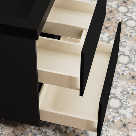 Optimus Noir 600 Wall Hung Vanity Unit + Basin - Matt Black