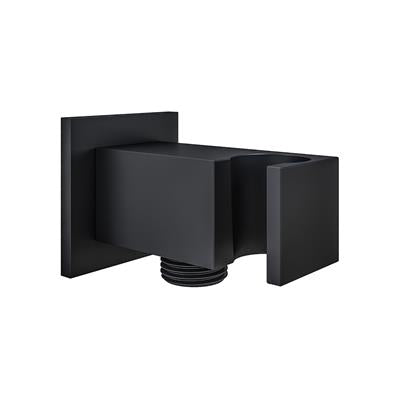 Matt Black Round Elbow Outlet with Bracket