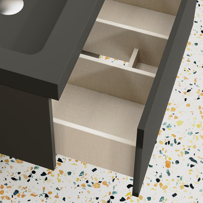 Kaduro 600mm Matt Grey Wall Hung Vanity Unit including Grey Basin