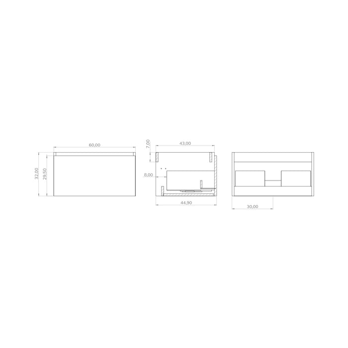 Kaduro 600mm Matt Grey Wall Hung Vanity Unit including Grey Basin