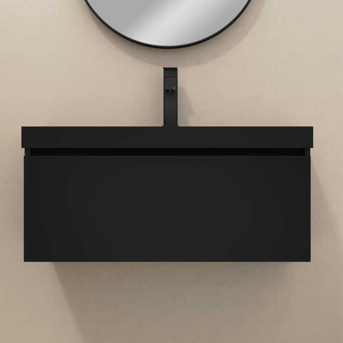Kaduro 800mm Matt Black Wall Hung Vanity Unit including Black Basin
