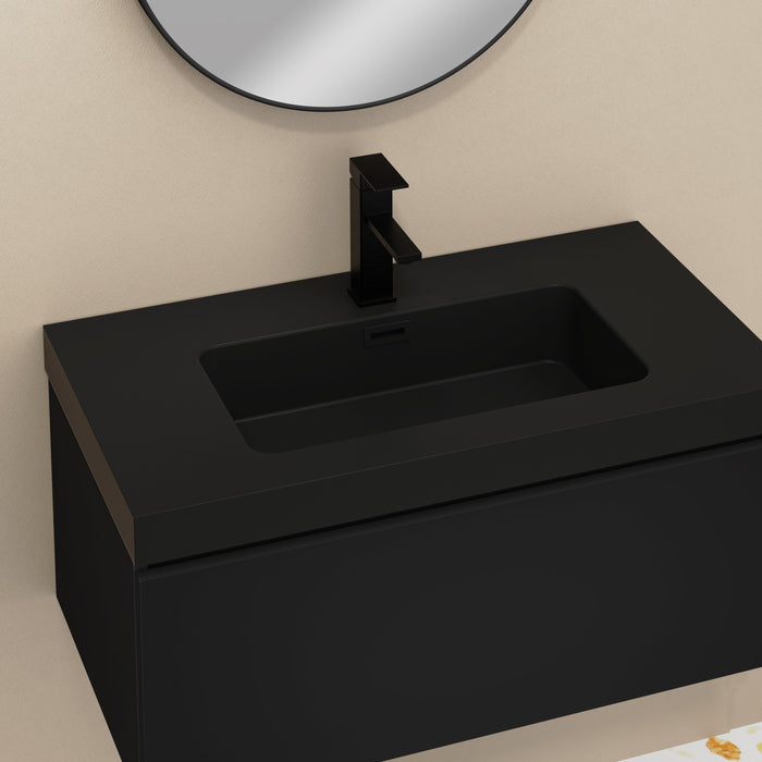 Kaduro 800mm Matt Black Wall Hung Vanity Unit including Black Basin