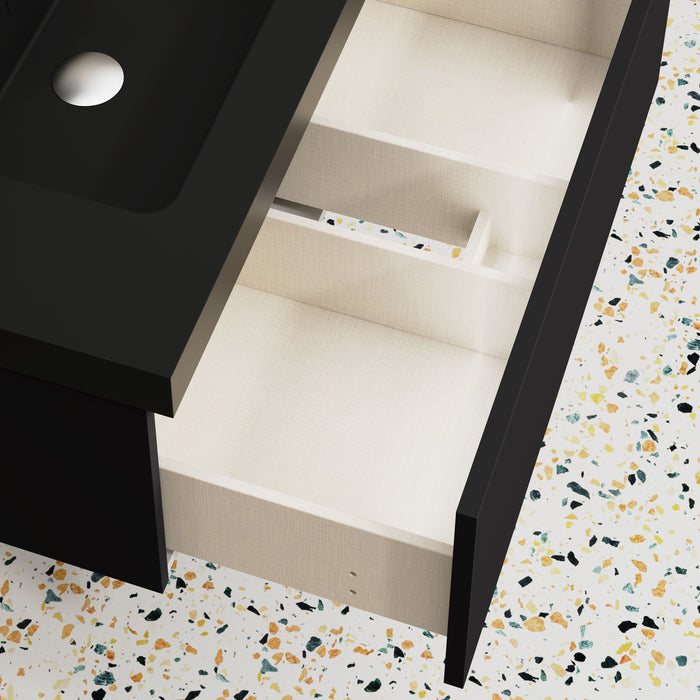 Kaduro 800mm Matt Black Wall Hung Vanity Unit including Black Basin