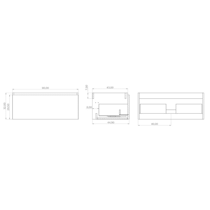 Kaduro 800mm Matt Grey Wall Hung Vanity Unit including Grey Basin