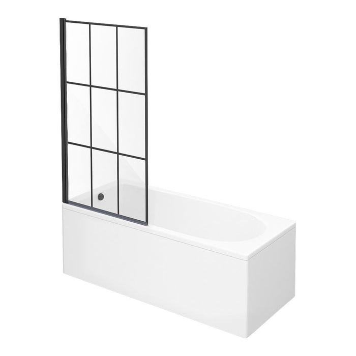 Optim Noir Grid Bath Screen - Matt Black