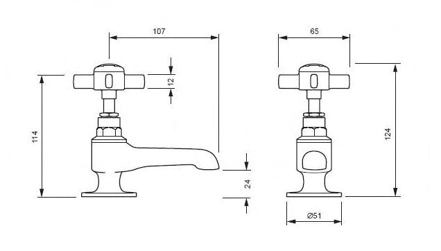 Ben sham Chrome Cross Head Bath Taps