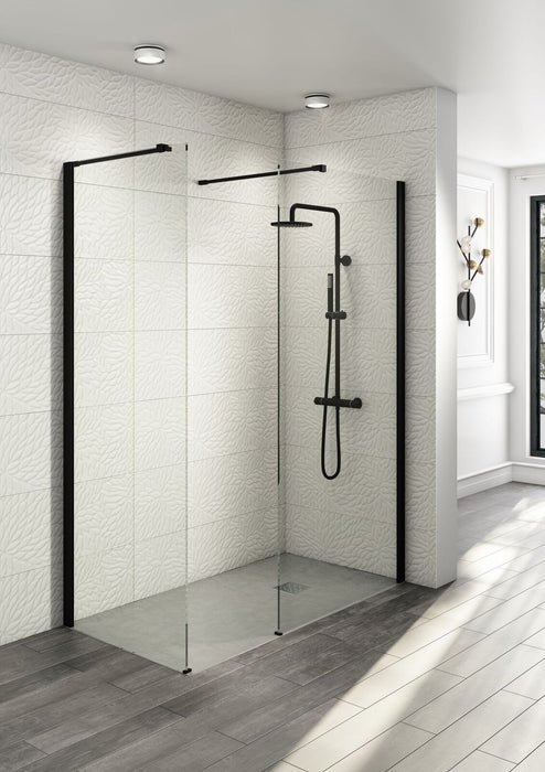 Noir Walk In Shower Enclosure 1700 x 800 - Matt Black Profile