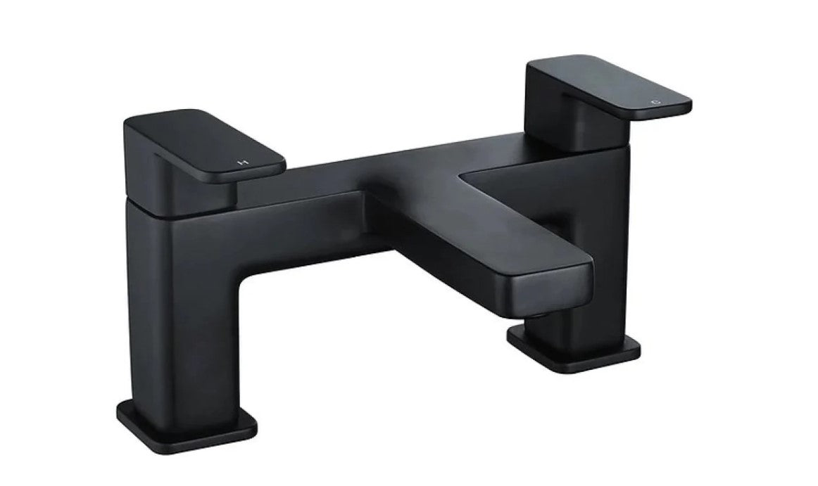 Optim Noir 1700 Single Ended Bath Square Bathroom Suite - Matt Black